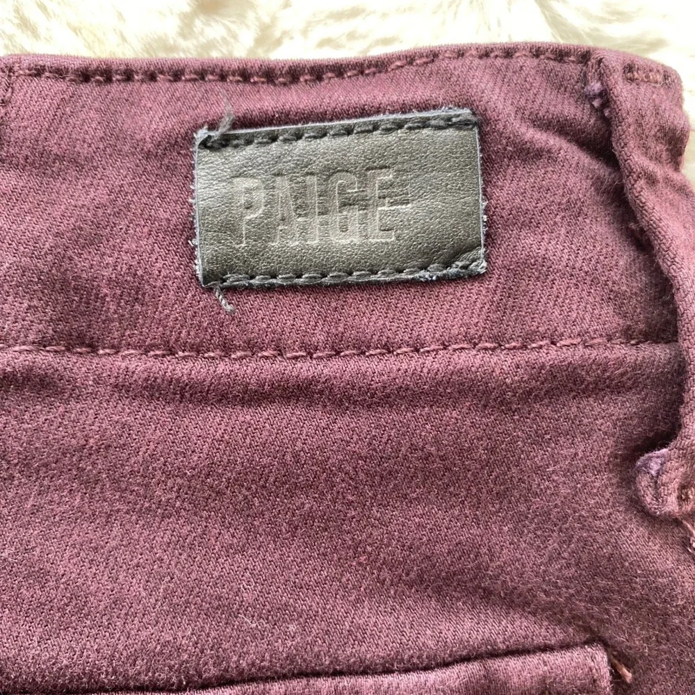 PAIGE Mayslie Jogger Pants Women 28 Maroon Utility Cargo Ankle Zip Stretch